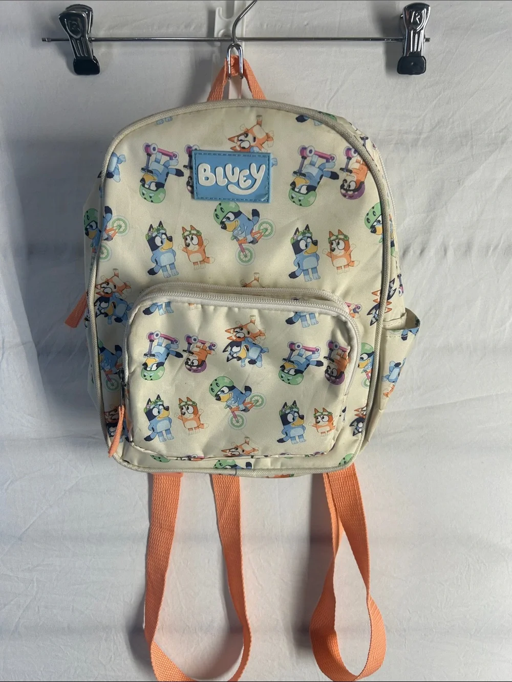 Bluey Kids Cream Backpack with Orange Straps
